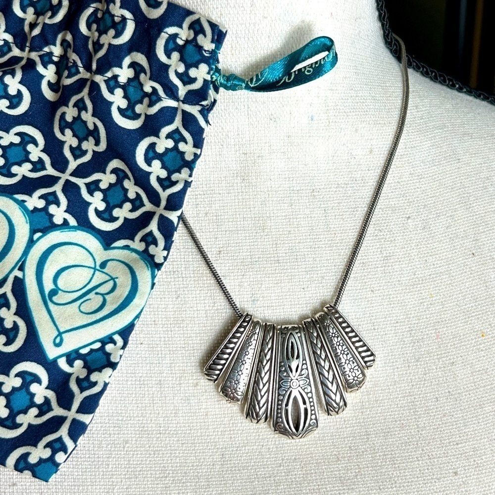 Brighton Andorra Necklace 17โ Multi-bar Pendants Silver Plated Cloth Bag